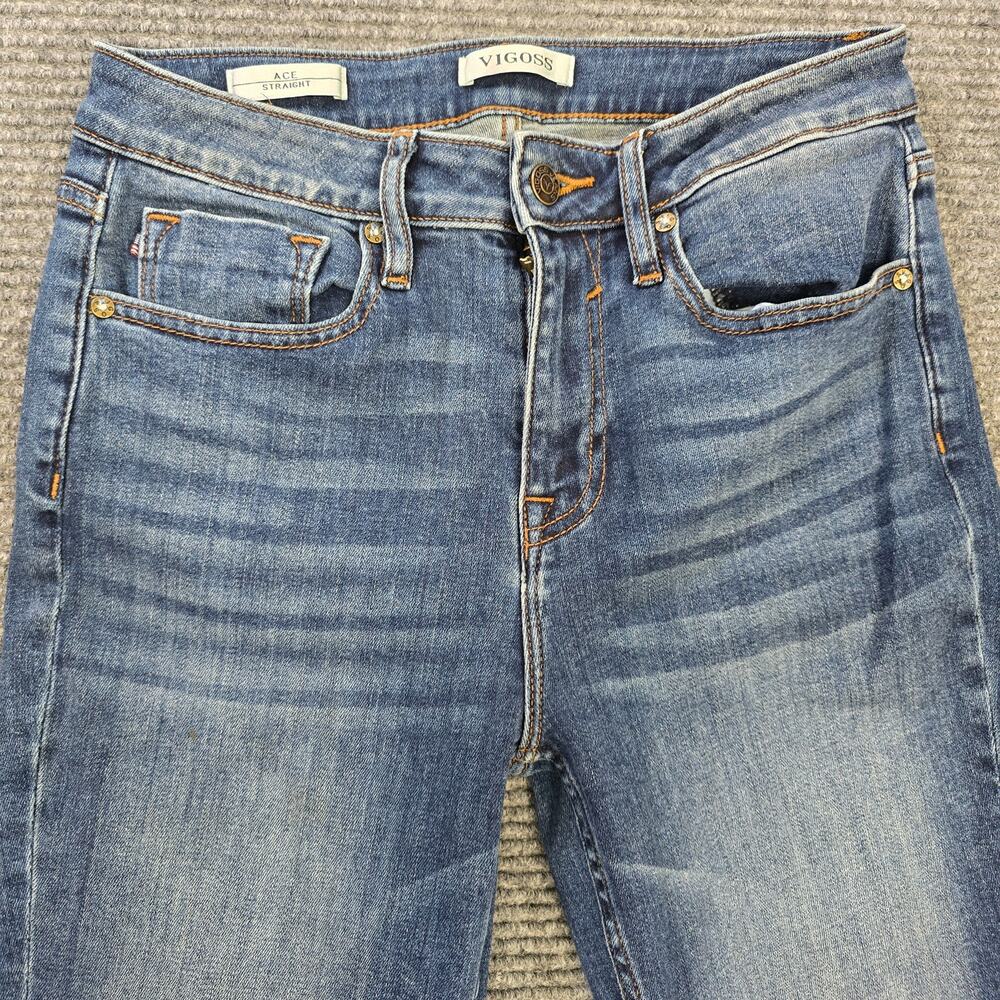 Vigoss Ace Straight Jeans Womens 27x30 Blue Mid Rise Stretch Denim - Picture 4 of 8